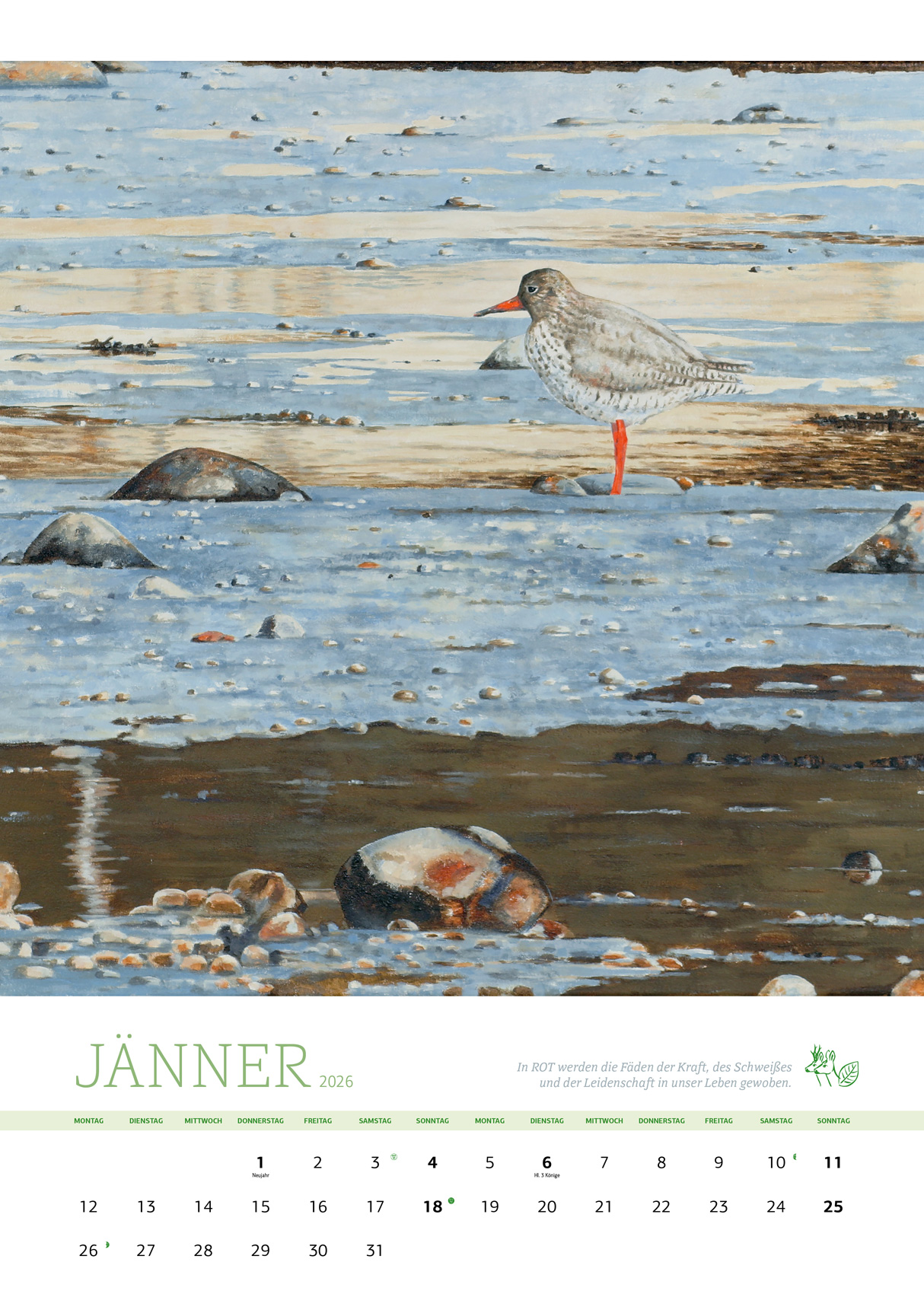 Kalenderblatt Jänner 2026 Kunstkalender Zeiler Vogel im Eismeer