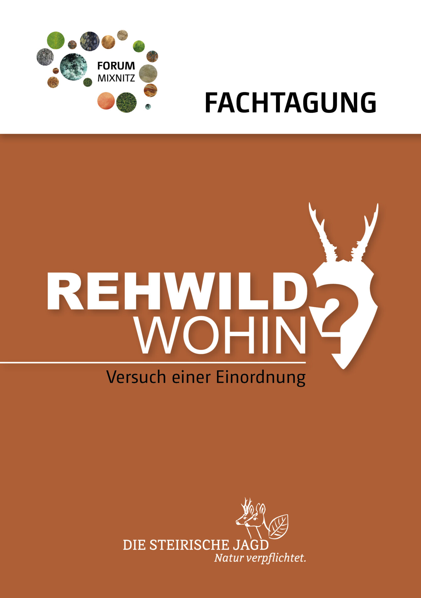 Das Deckblatt der Einladung für die Fachtagung namens Rehwild wohin.